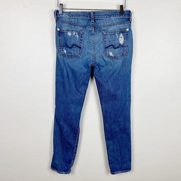 7 FOR ALL MANKIND | Josefina  Skinny Boyfriend Distressed Jeans 23 - Picture 2 of 8